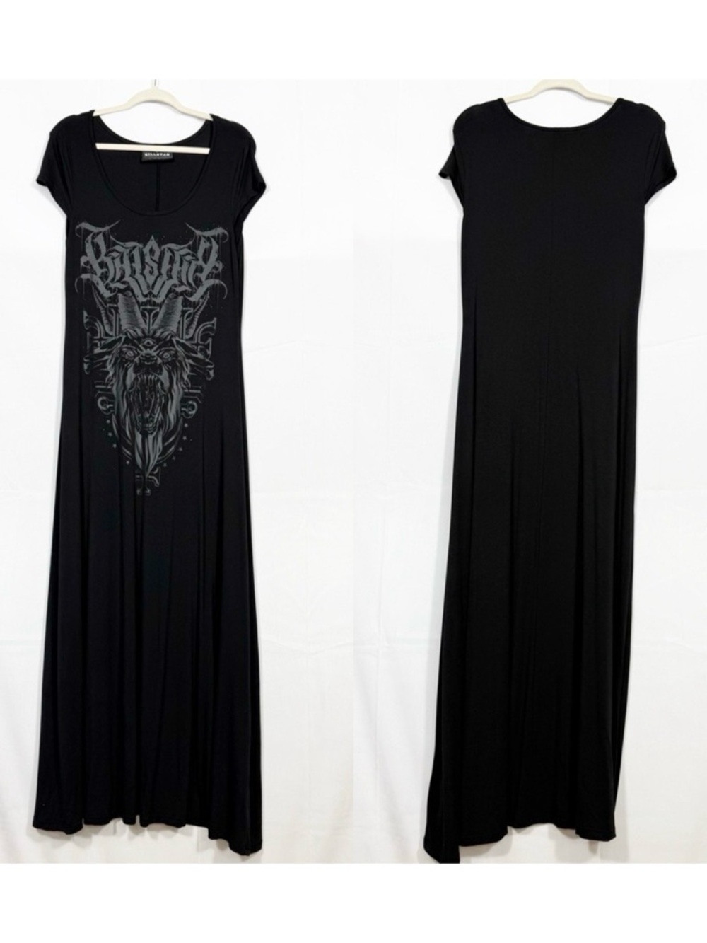 Killstar Bellow Maxi Dress Baphomet Graphic Print Grunge Goth Gothic Punk Black